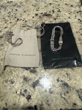 David Yurman Double Wheat Chain Bracelet Sterling Silver 18K Gold Two Tone 8"